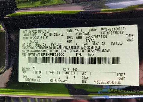 2017 Ford F-150 Xlt z USA, uszkodzony, nr VIN 1FTEW1EP8HFB53900